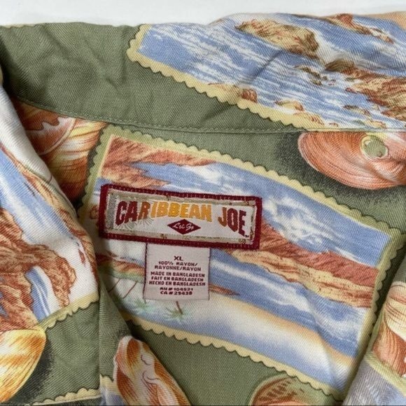 caribbean joe hawaiian conch shell postcard short sleeve hawaiian shirt XL - Picture 7 of 8